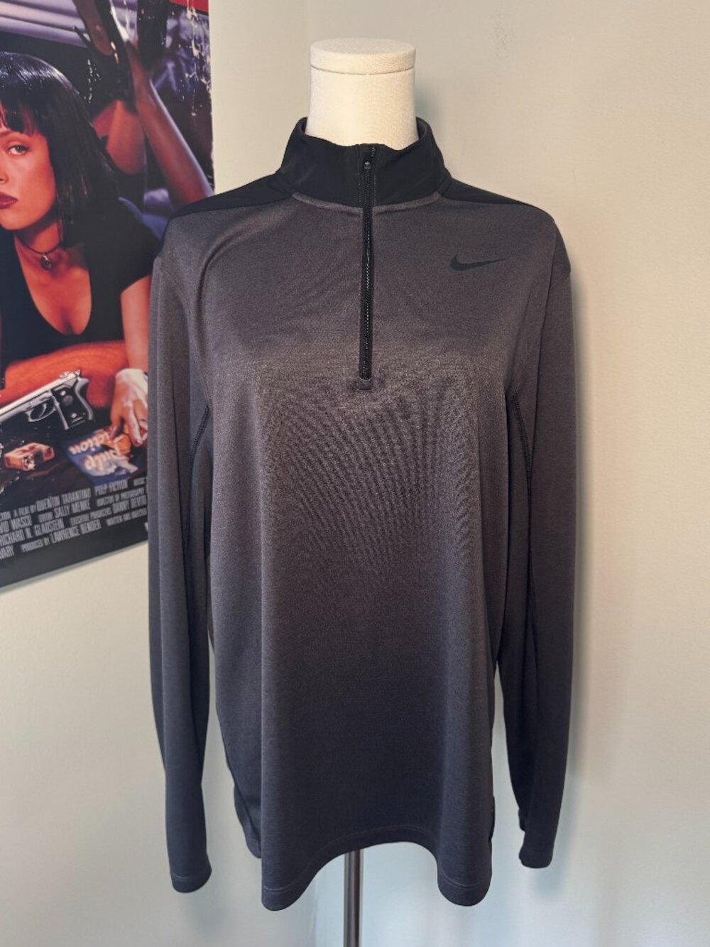 Nike Golf Grey and Black Dri-Fit Long Sleeve Quarter Zip Shirt